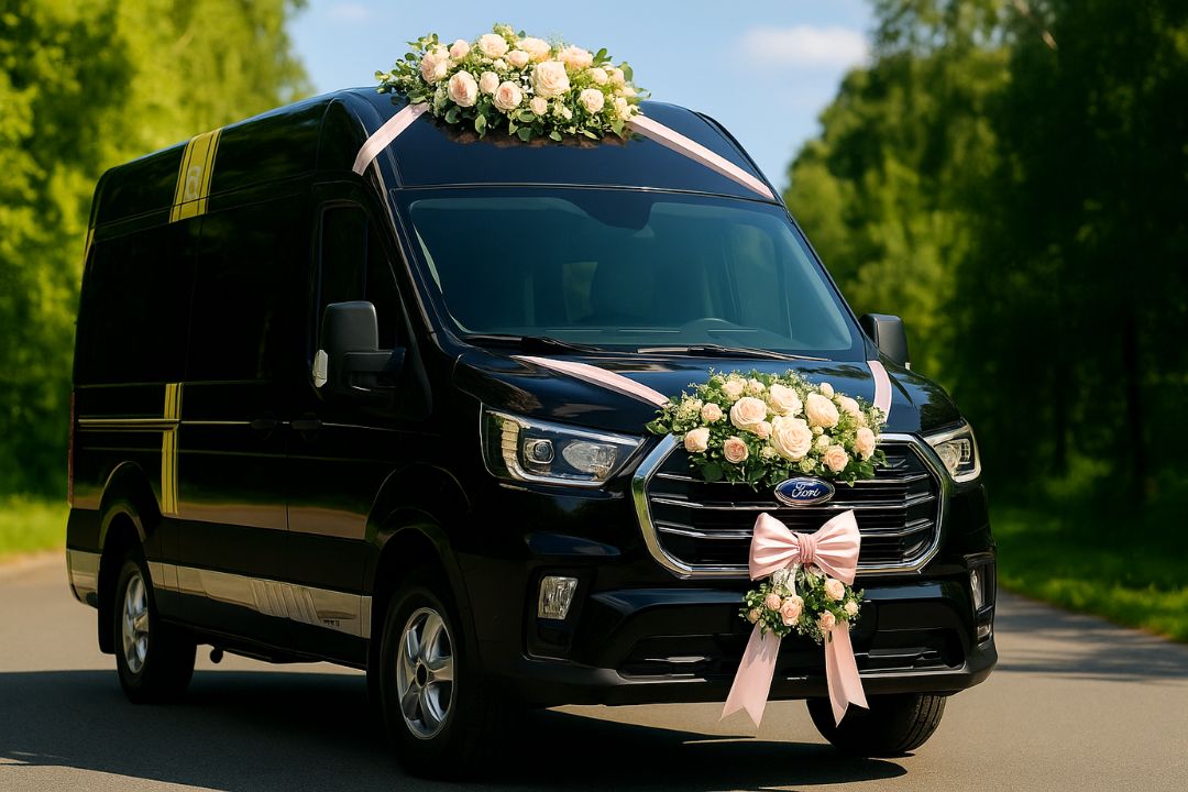 Xe Limousine được trang trí phù hợp với đám cưới